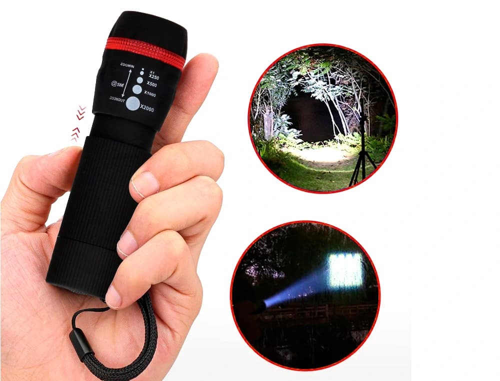 Linterna q-connect kf18749 plastico con zoom 1w modo alumbrado encendido apagado incluye 3 pilas aaa