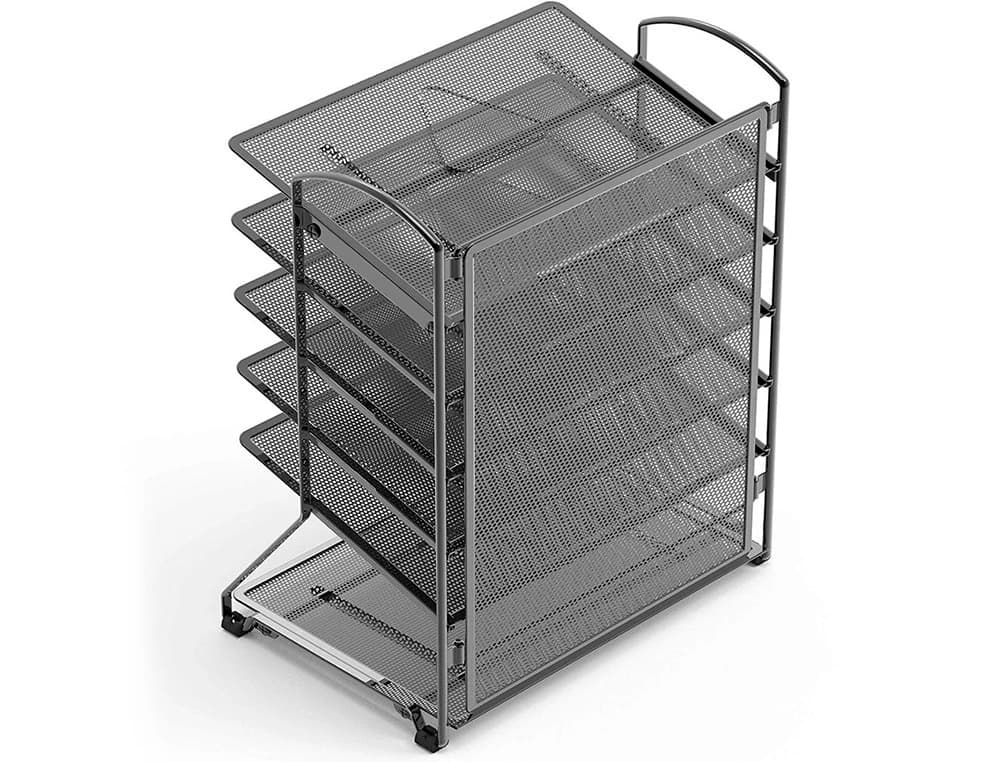 Bandeja sobremesa q-connect kf17289 metalica rejilla negra 6 bandejas 325x230x390 mm