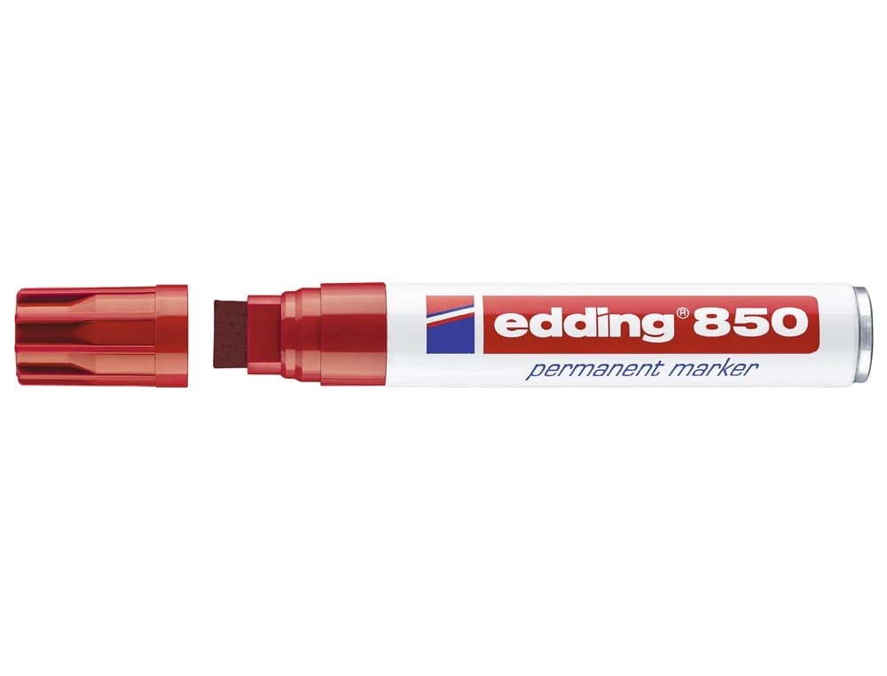 Rotulador permanente Edding 850 de punta biselada, trazo de 5 a 15 mm, recargable – Rojo
