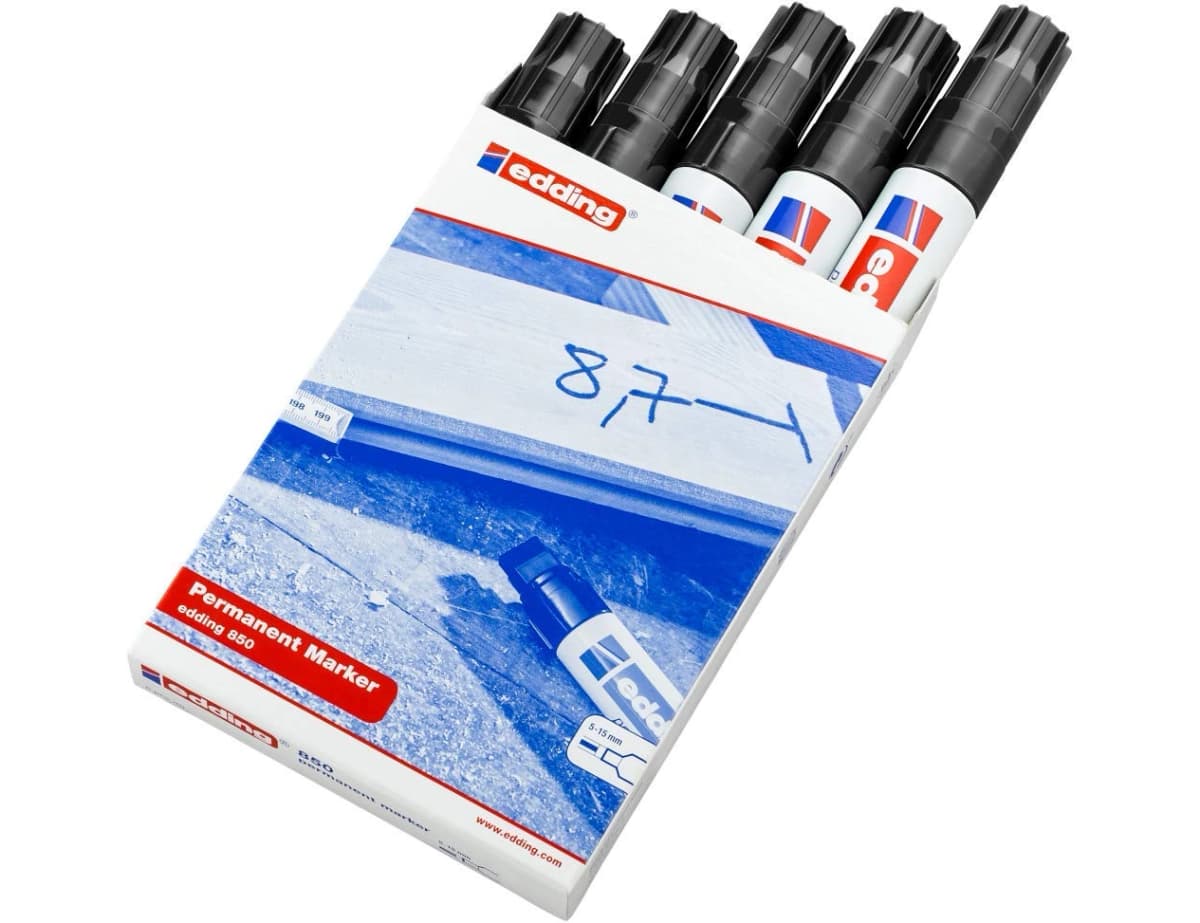 Rotulador permanente Edding 850 de punta biselada, trazo de 5 a 15 mm, recargable – Rojo