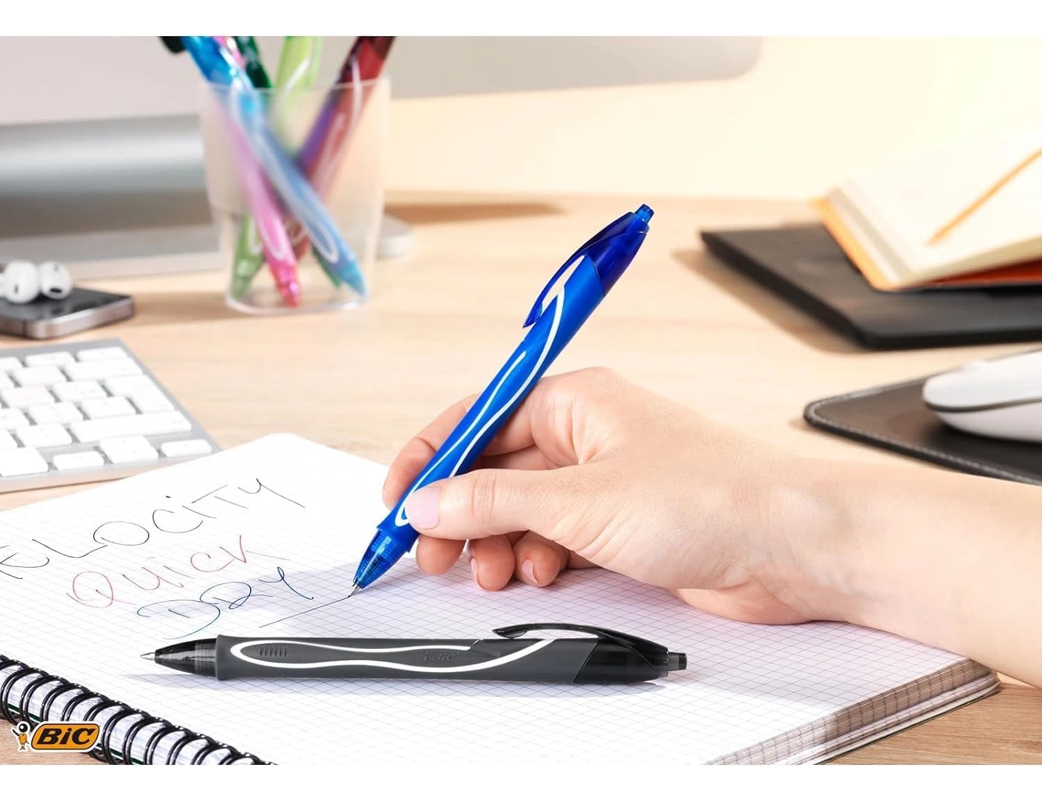 Boligrafo bic gelocity quick dry retractil tinta gel punta de 0,7 mm