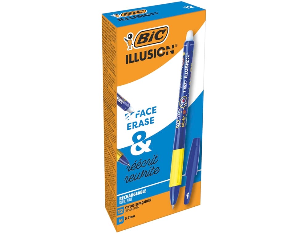 Bolígrafo borrable BIC Gelocity Illusion con punta de 0,7 mm – Azul
