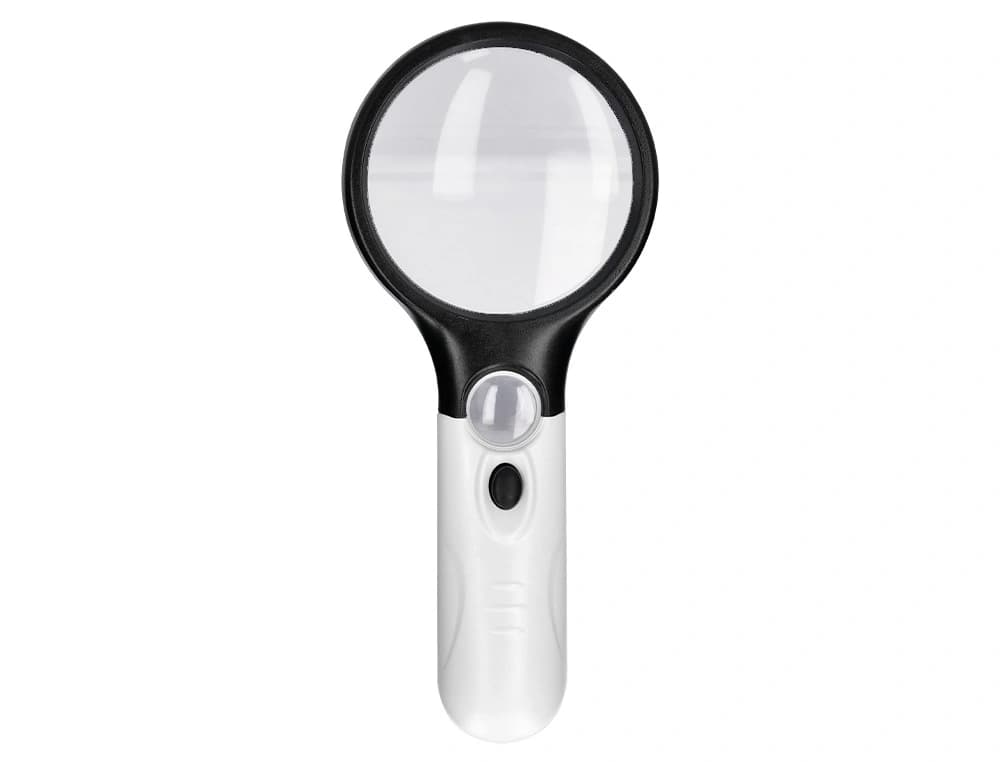 Lupa q-connect electrica aro abs 75 mm 3 aumentos 3 bombillas led lente 70 mm