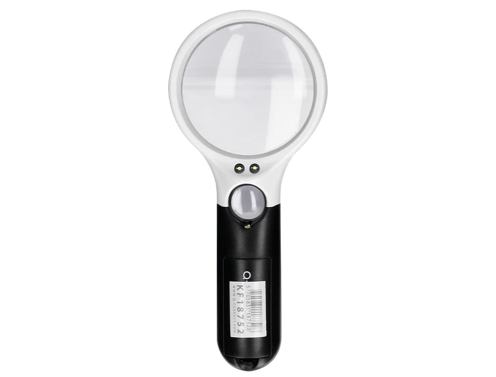 Lupa q-connect electrica aro abs 75 mm 3 aumentos 3 bombillas led lente 70 mm
