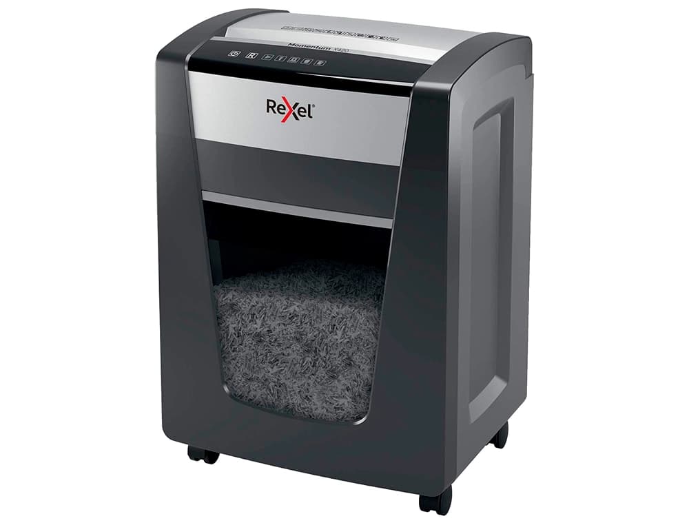 Destructora de documentos rexel momentum x420 capacidad de corte 20 hojas destruye grapas y clips papelera 30 l