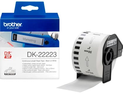 Brother Etiqueta brother dk22223 cinta papel continuo adhesiva removible blanca 50 mm x 30,48 m