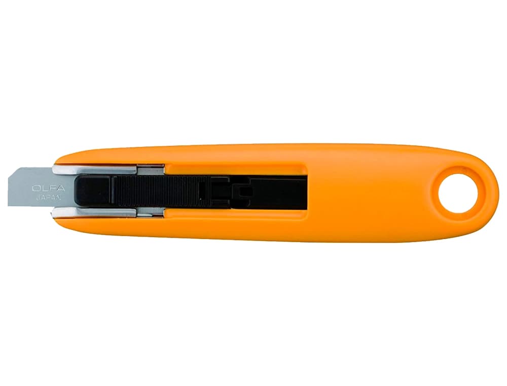 Cortador de seguridad olfa cuchilla ancha 12,5mm formato compacto con cuerpo de acero inoxidable