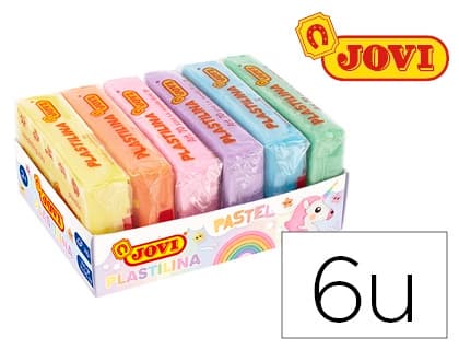 Jovi Plastilina Jovi 70 bandeja de 6 pastillas de 50 g, colores pastel