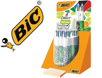 Bic Boligrafo bic cuatro colores velours expositor de 30 unidades surtidas 230x125x149 mm