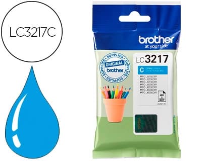Brother Cartucho de tinta original Brother LC3217C cian para MFCJ6530 y MFC-J6935, 550 páginas