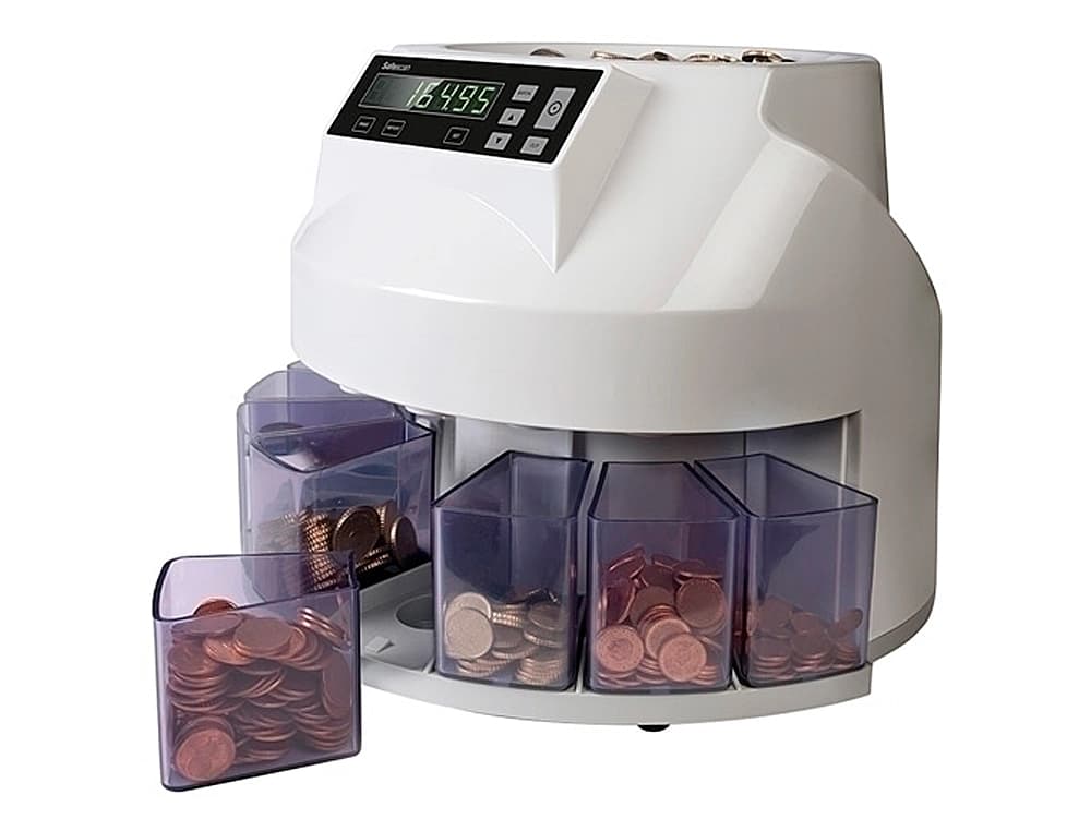 Contador y clasificador de monedas safescan 1250eur velocidad 200 monedas / minuto capacidad 500 monedas