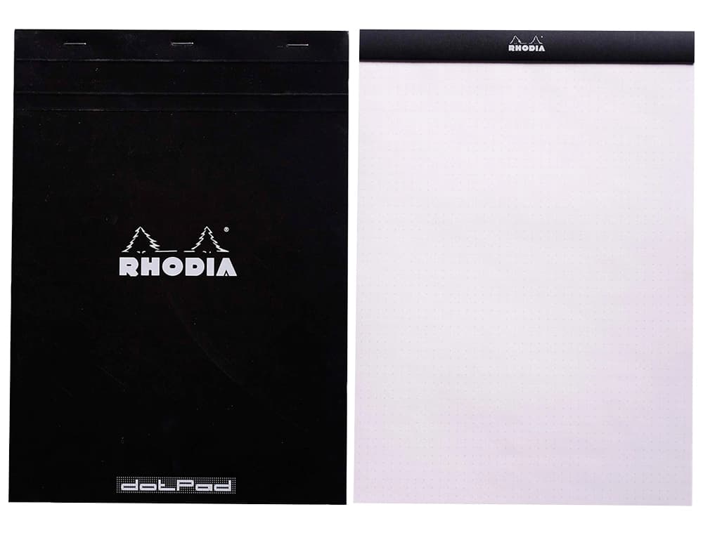 Bloc nota rhodia black dot pad 80 hojas 80 g/m2 liso con puntos negros 5 mm perforado