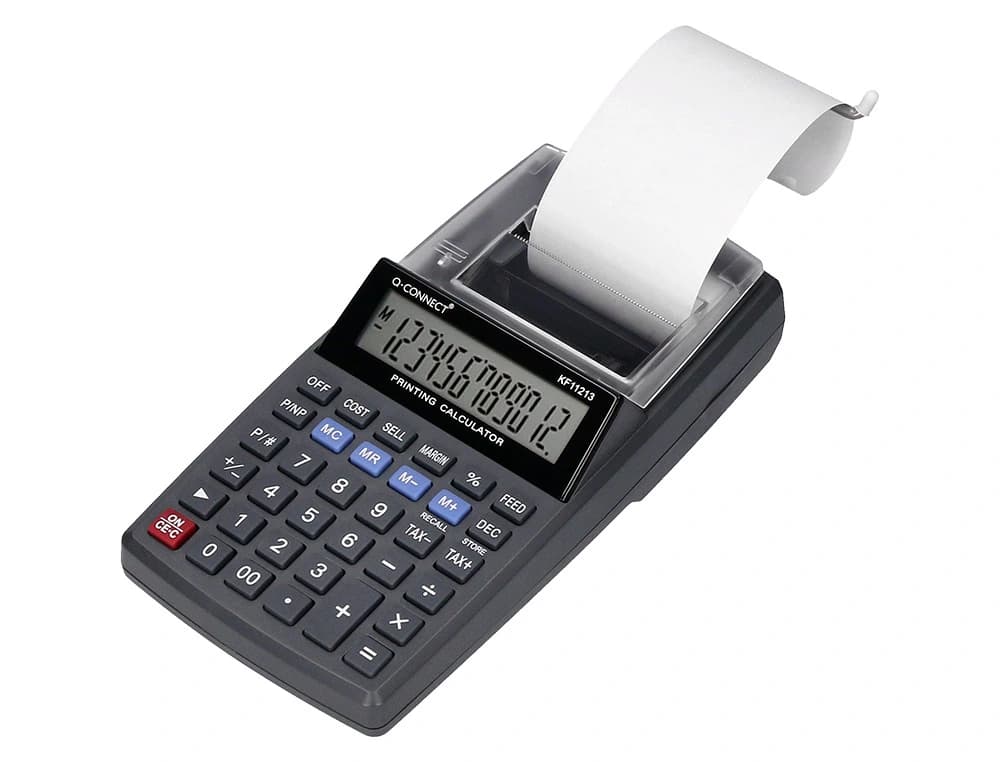 Calculadora q-connect impresora pantalla papel kf11213 12 digitos tinta azul