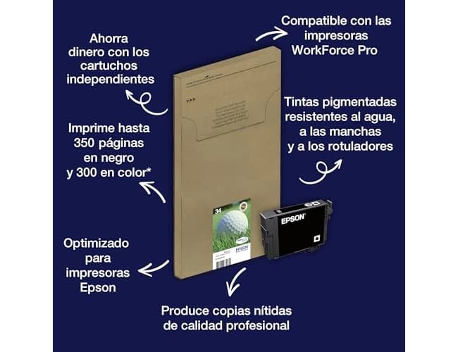 Ink-jet epson 34 workforce pro wf-3720 / wf-3720dwf / wf-3725dwf 300 paginas