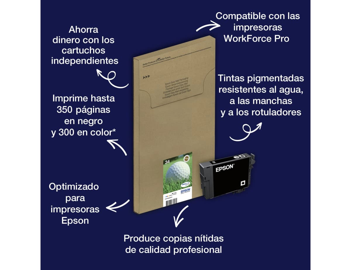 Ink-jet epson 34 workforce pro wf-3720 / wf-3720dwf / wf-3725dwf 300 paginas