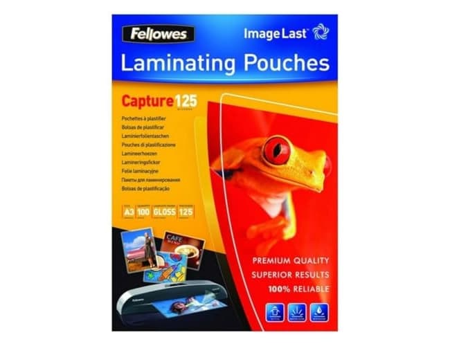 Bolsa de plastificar Fellowes brillo de 125 micras, pack de 100 unidades – A3
