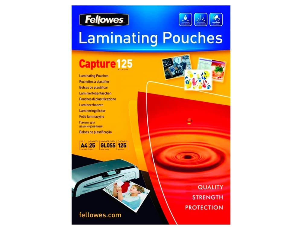 Bolsa de plastificar fellowes brillo din a4 125 mc pack de 25 unidades