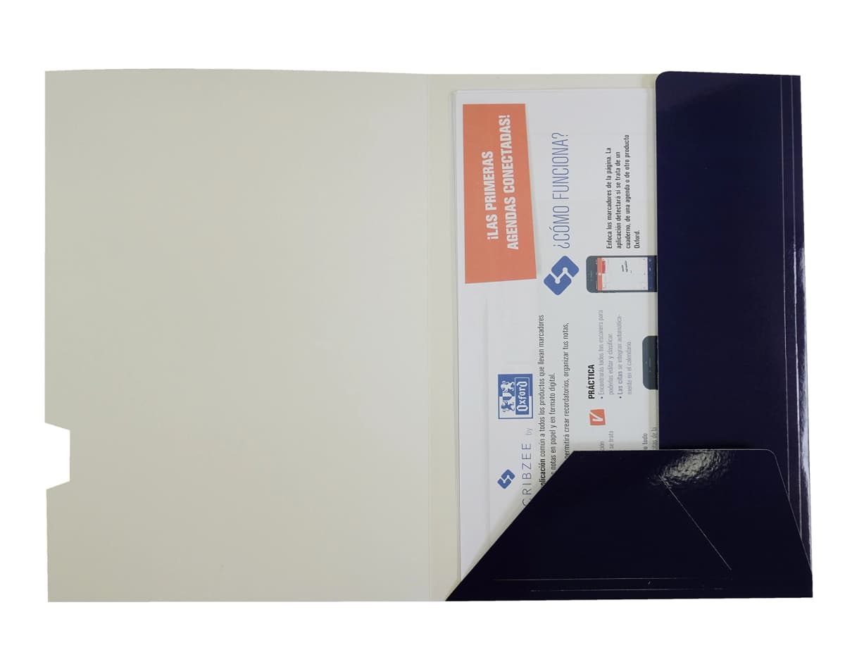Subcarpeta Gio de cartulina plastificada de 275 g con 2 solapas, DIN A4, para presentaciones – Azul