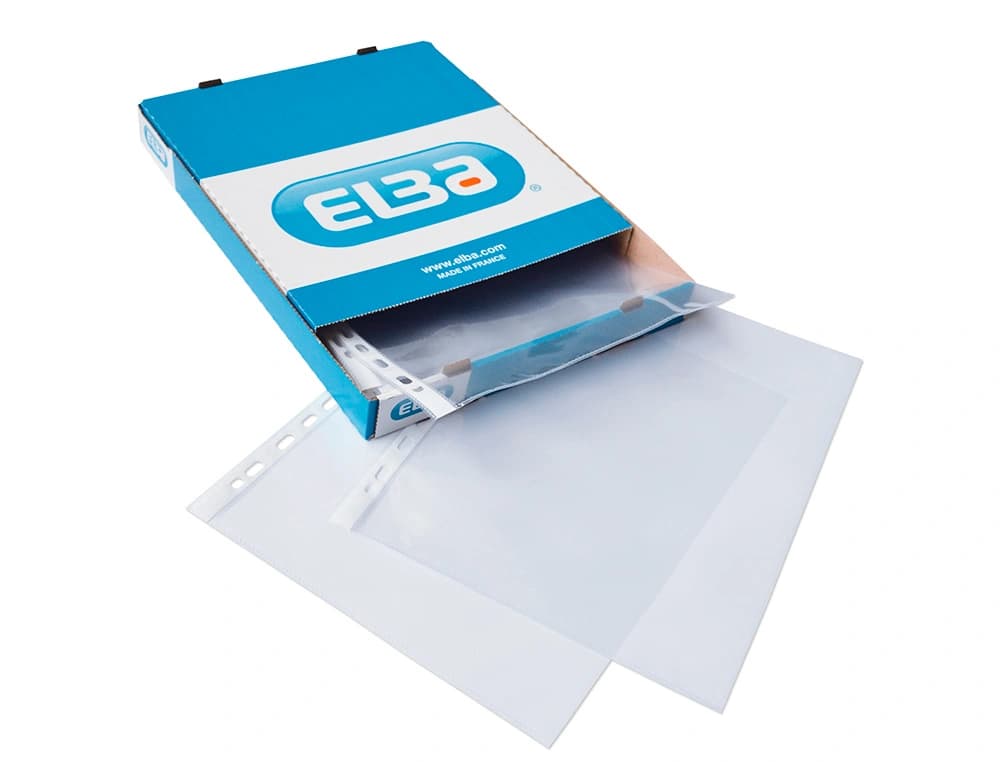Fundas multitaladro Elba Standard cristal de 70 micras, caja de 100 unidades – A4