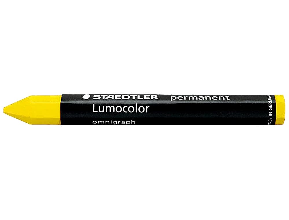 Lápiz de cera permanente Staedtler Lumocolor Omnigraph 236 para marcar, caja de 12 unidades – Amarillo