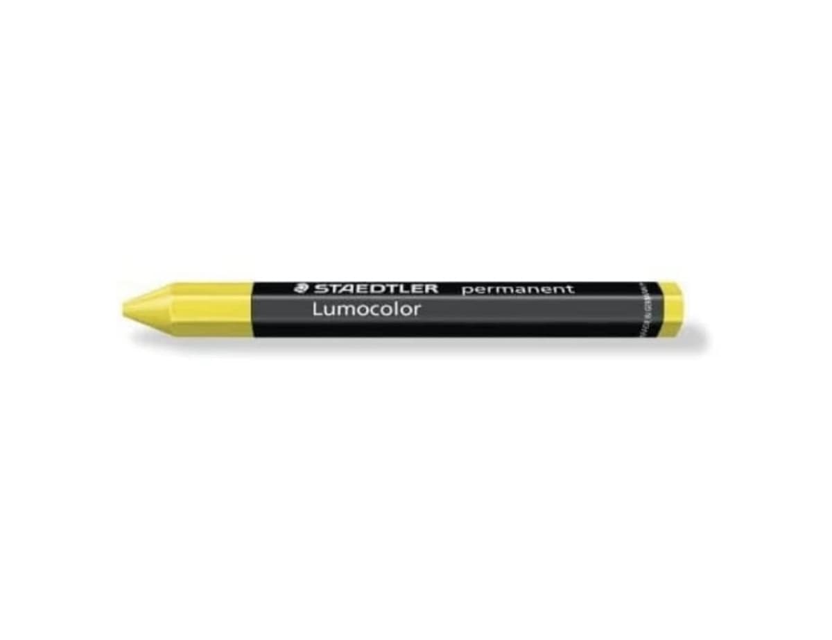 Lápiz de cera permanente Staedtler Lumocolor Omnigraph 236 para marcar, caja de 12 unidades – Amarillo