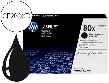 Hp Toner hp laserjet pro 80x m401 m425 negro pack de 2 unidades 6900 paginas