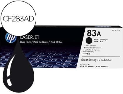 Hp Toner hp laserjet pro 83a mfp m125 m127 m201 m225 negro pack de 2 unidades 1500 paginas