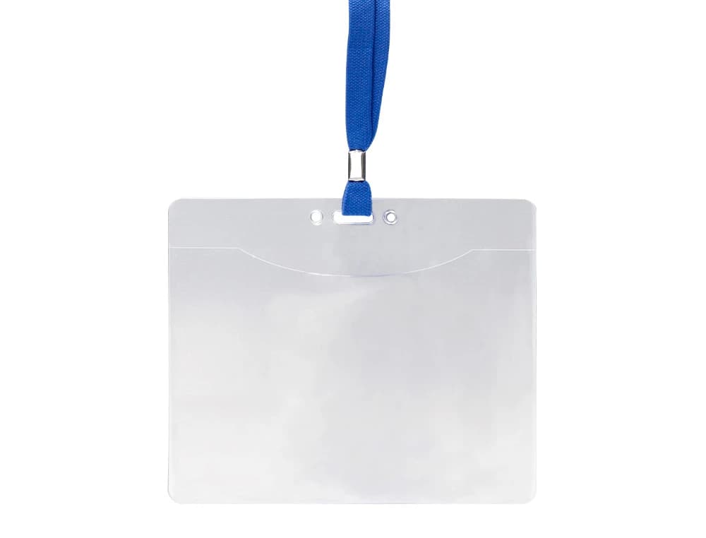 Identificador q-connect con cordon plano azul a6 154x127 mm apertura superior