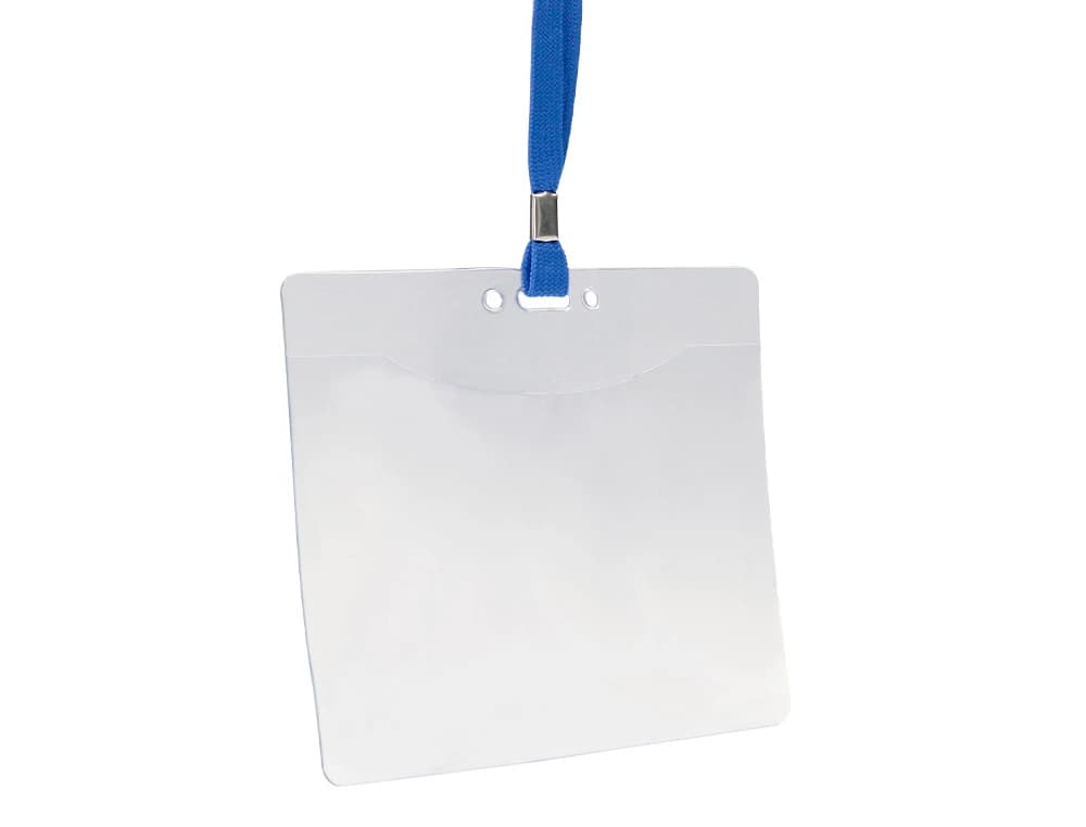 Identificador q-connect con cordon plano azul a6 154x127 mm apertura superior