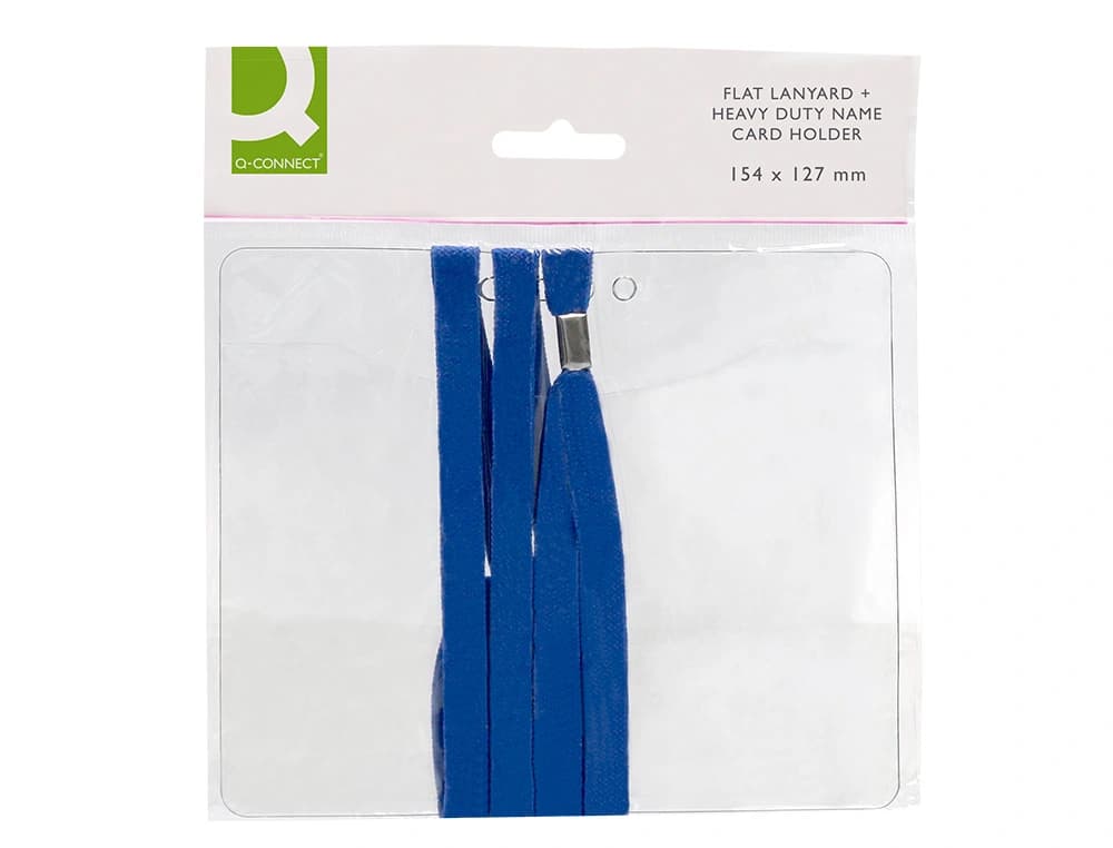 Identificador q-connect con cordon plano azul a6 154x127 mm apertura superior