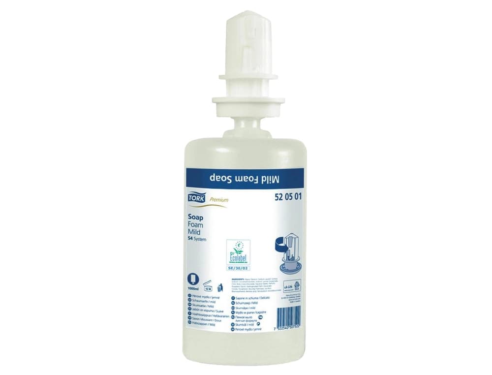 Jabon en espuma tork s4 rehidratante aroma delicado bote de 1000 ml