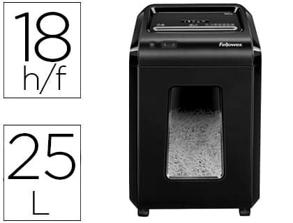 Fellowes Destructora de documentos fellowes 92cs capacidad 18 hojas seguridad p4 papelera 25 l destruye grapas clips cd