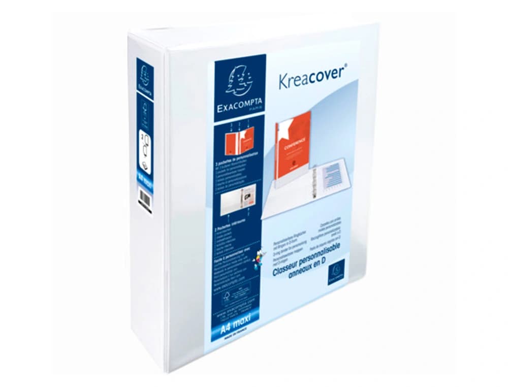 Carpeta exacompta canguro 2 anillas 60 mm din a4+ carton forrado polipropileno personalizable 3 bolsillos