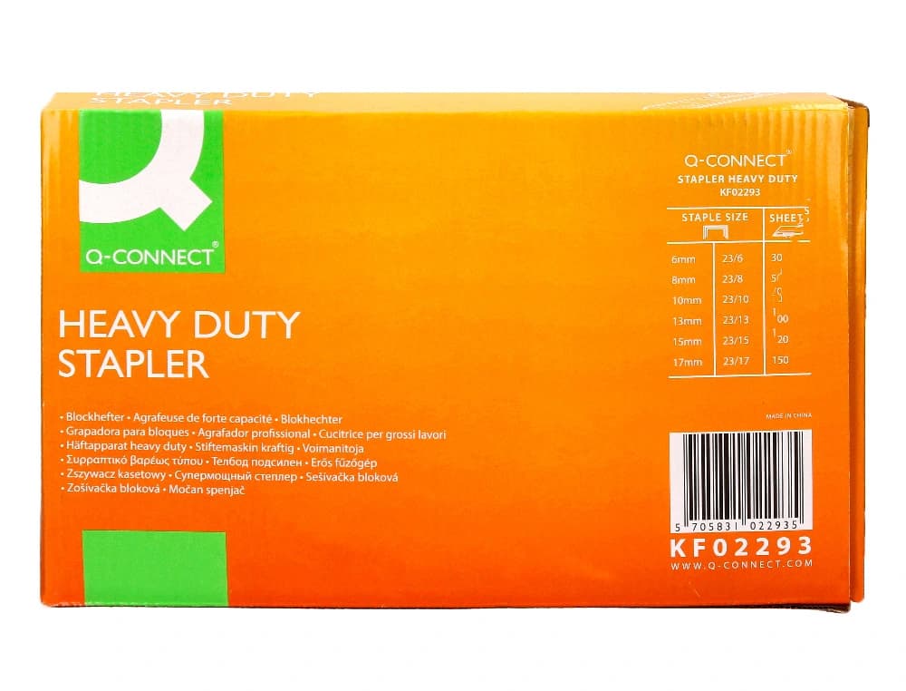 Grapadora q-connect kf02293 metalica capacidad 150 hojas color negro
