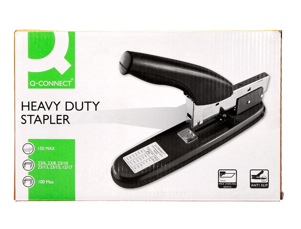 Grapadora q-connect kf02293 metalica capacidad 150 hojas color negro