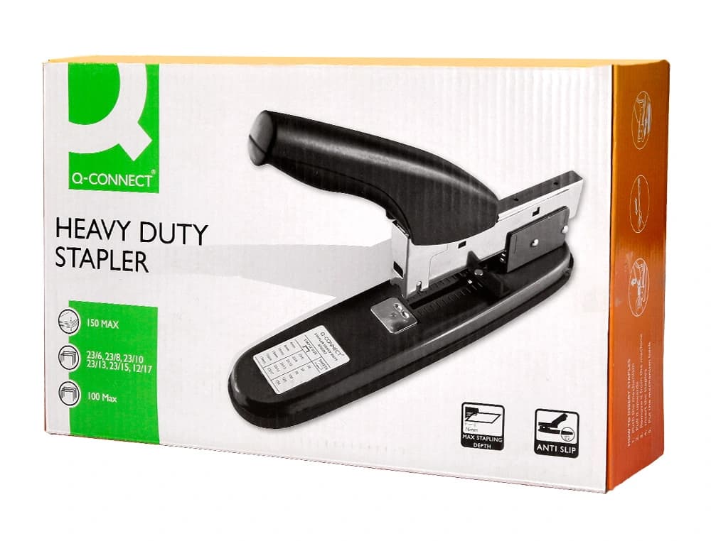 Grapadora q-connect kf02293 metalica capacidad 150 hojas color negro