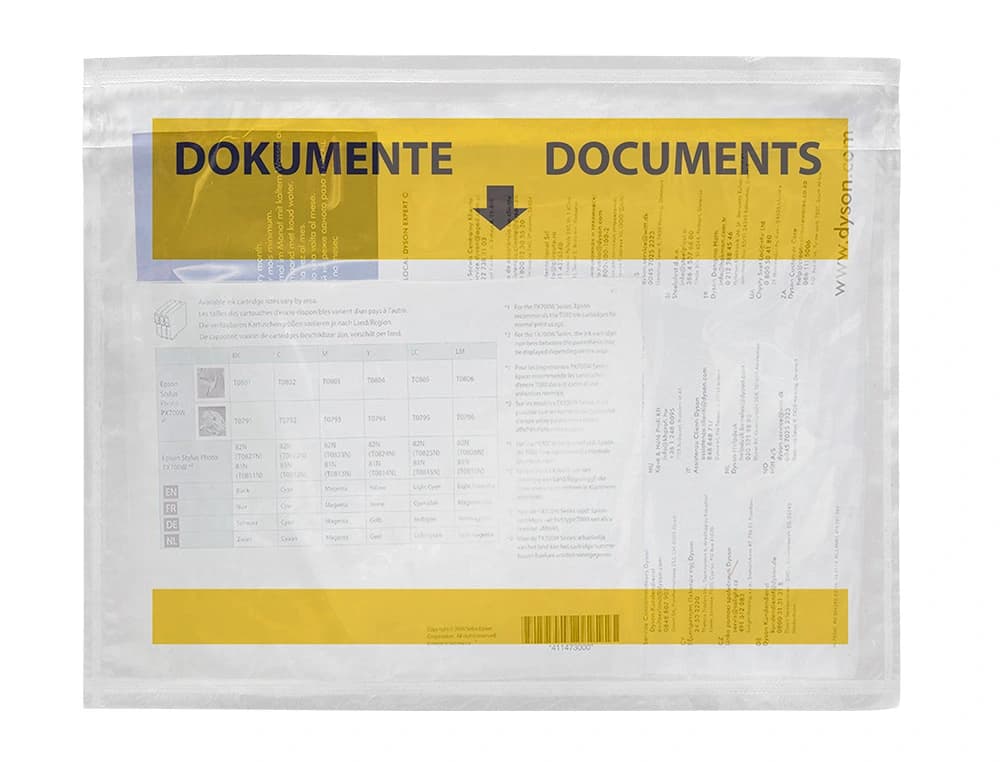 Sobre autoadhesivo q-connect portadocumentos multilingue 225x165 mm ventana transparente paquete de 100