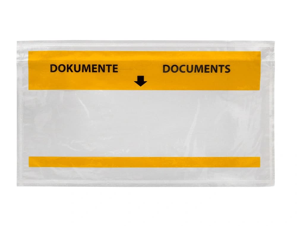 Sobre autoadhesivo q-connect portadocumentos multilingue 225x122 mm ventana totalmente transparente paquete de 1000
