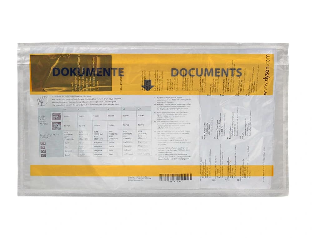 Sobre autoadhesivo q-connect portadocumentos multilingue 225x122 mm ventana totalmente transparente paquete de 1000