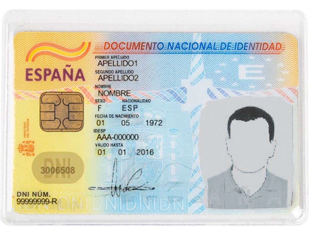 Funda portadocumento q-connect dni 130 micras pvc transparente con uñero 86x54 mm