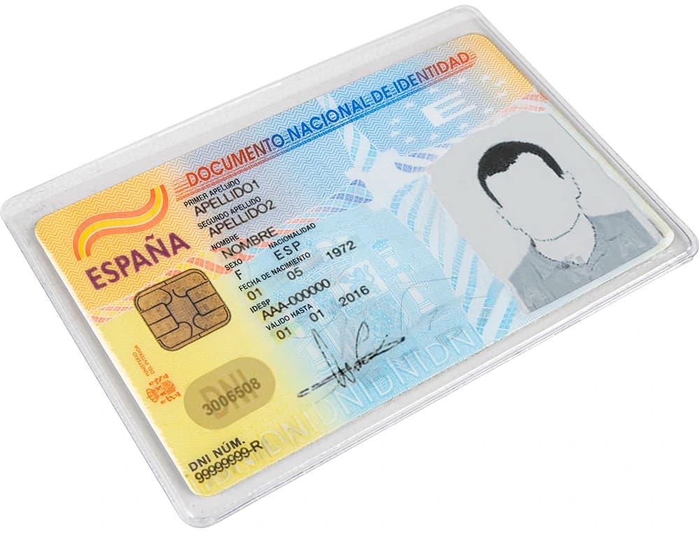 Funda portadocumento q-connect dni 130 micras pvc transparente con uñero 86x54 mm