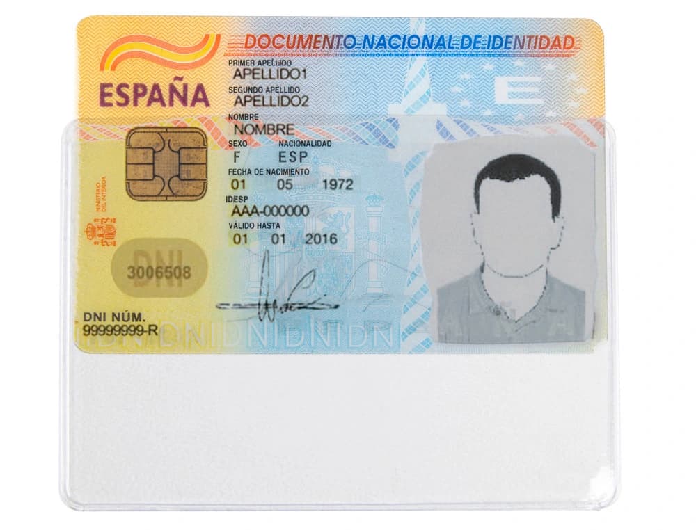 Funda portadocumento q-connect dni 130 micras pvc transparente con uñero 86x54 mm