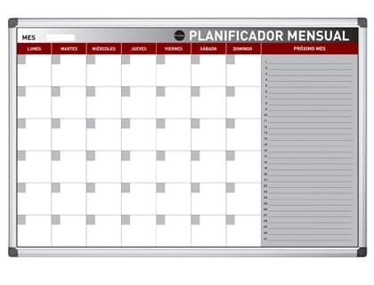 Bi-Office Planning magnético Bi-Office mensual lacado marco aluminio rotulable 60x45 cm