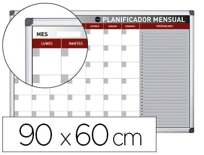 Bi-Office Planning magnético Bi-Office mensual lacado marco aluminio rotulable 90x60 cm