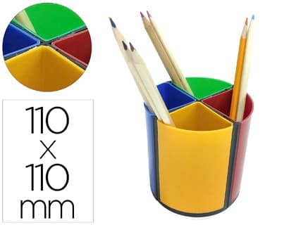 Q-connect Cubilete portalapices q-connect 4 colores opacos plastico giratorio diametro 110 mm alto 110 mm