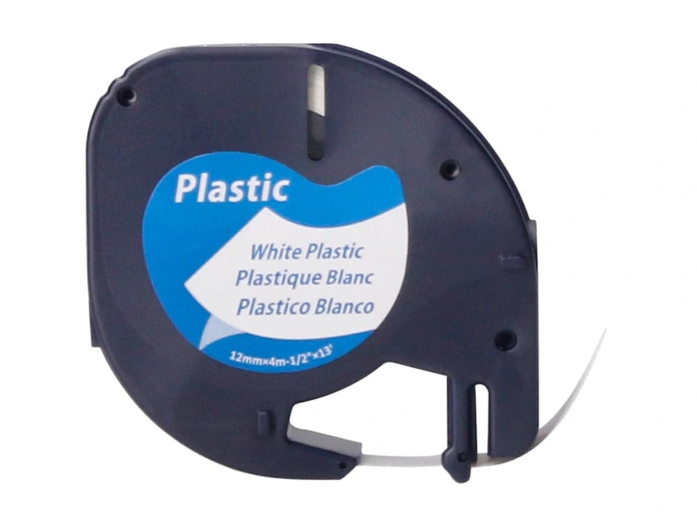 Cinta q-connect 12 mm x 4 m negro-blanco perla para maquina letratag