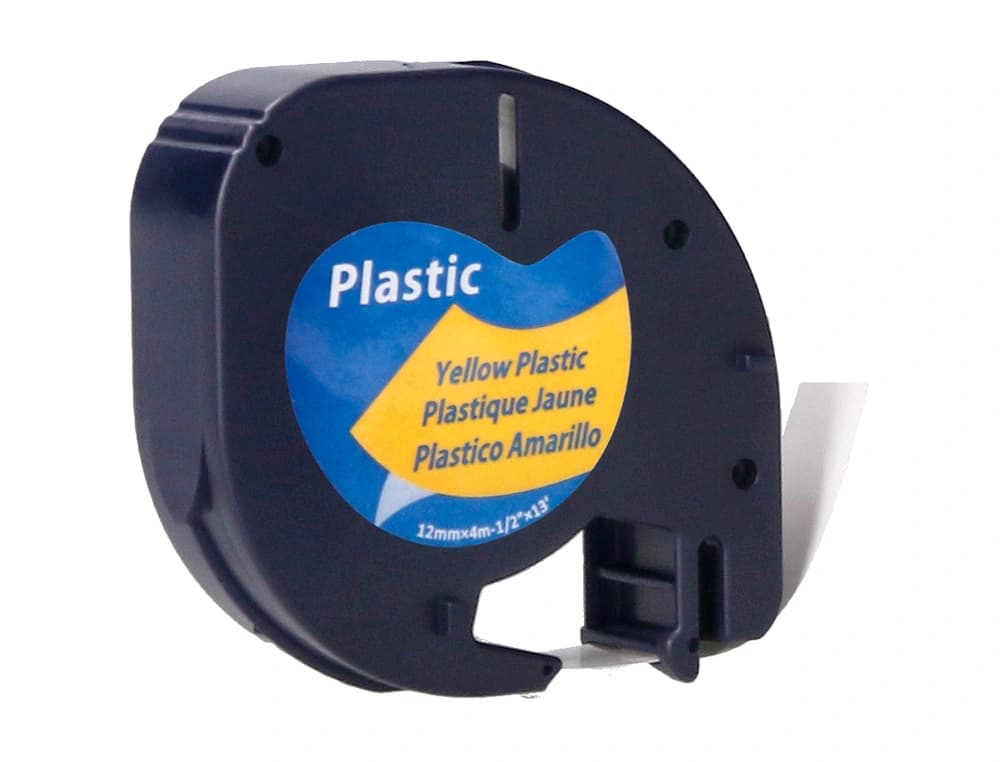 Cinta q-connect 12 mm x 4 m negro-hiperamarillo para maquina letratag