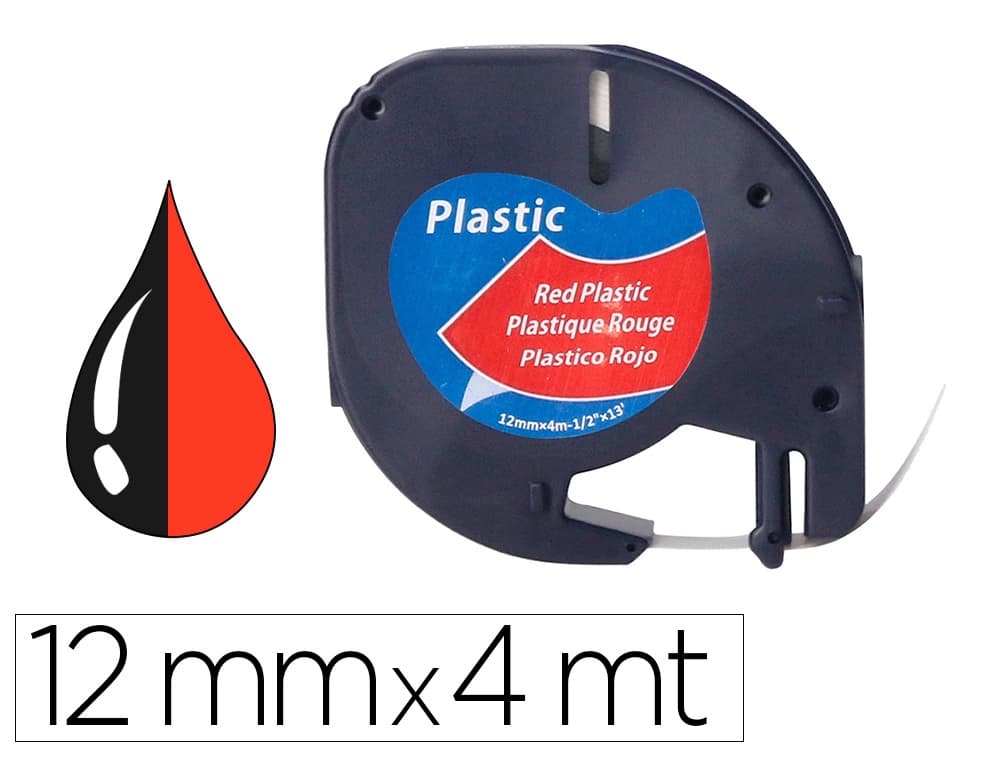 Q-connect Cinta q-connect 12 mm x 4 m negro-rojo cosmico para maquina letratag