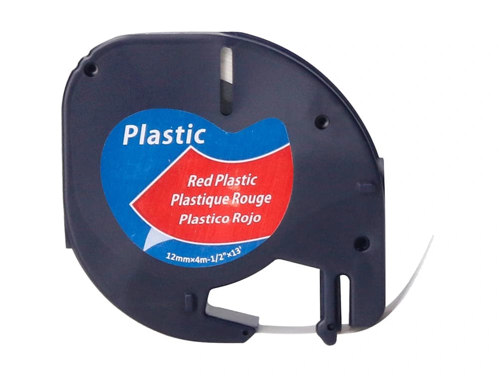Cinta q-connect 12 mm x 4 m negro-rojo cosmico para maquina letratag