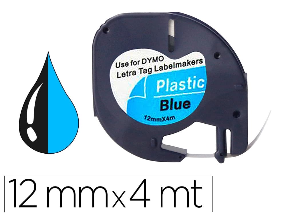 Q-connect Cinta q-connect 12 mm x 4 m negro-ultra azul para maquina letratag
